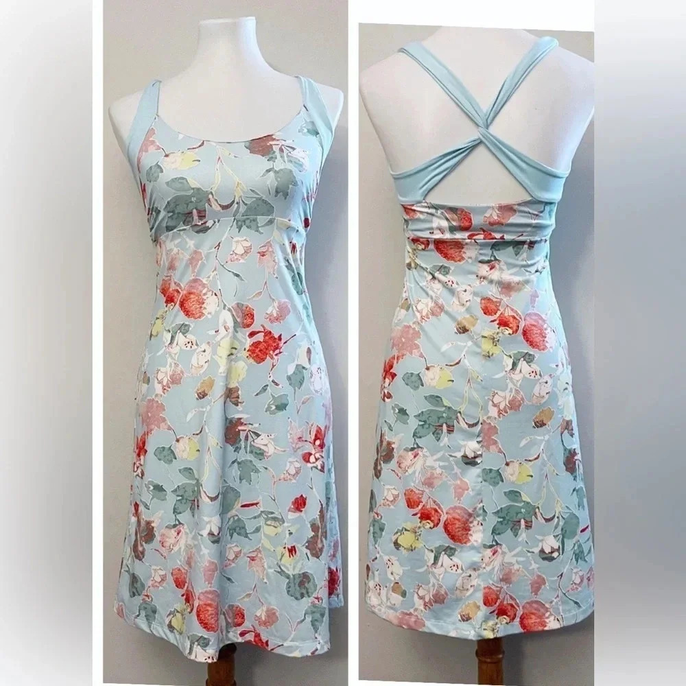 Patagonia floral cross cross back dress tennis athletic apparel athleisure